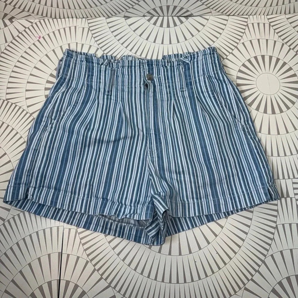 American Eagle Women’s Mom Short Blue/White Vertical Stripe Size 6‎ - Picture 1 of 6